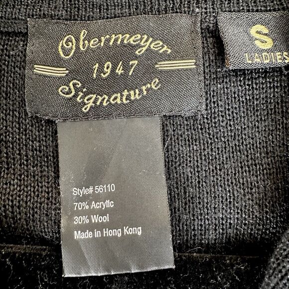 Vintage Obermeyer Wool Sweater Women’s Sz S Embroidered Nordic Flowers Cowl Neck - Picture 2 of 9